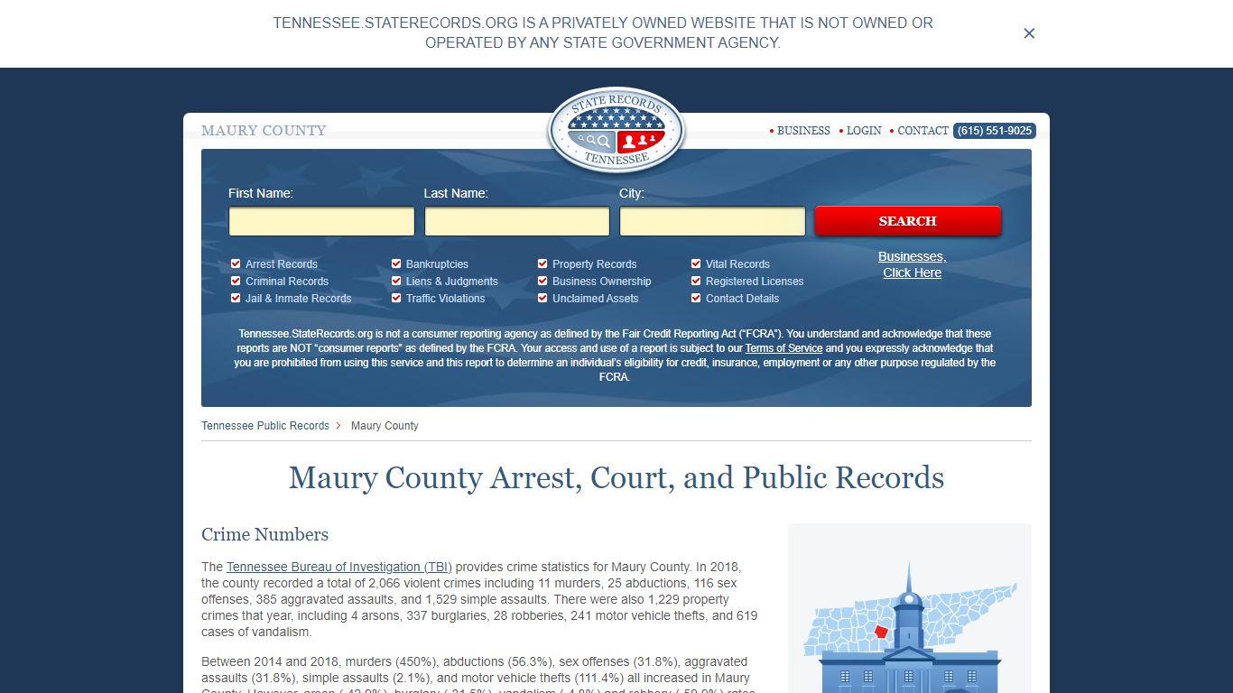 Maury County Arrest, Court, and Public Records