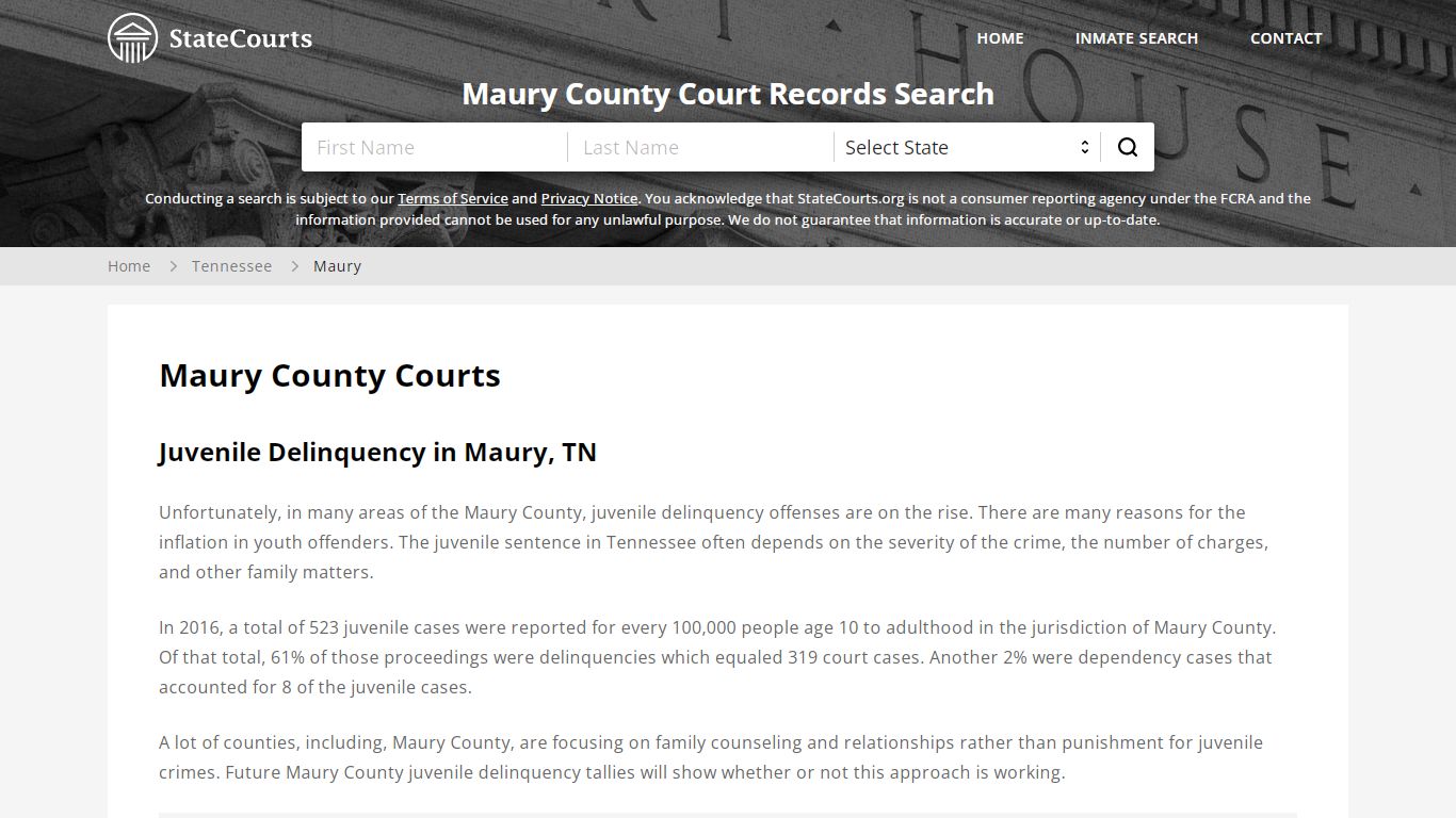 Maury County, TN Courts - Records & Cases - StateCourts