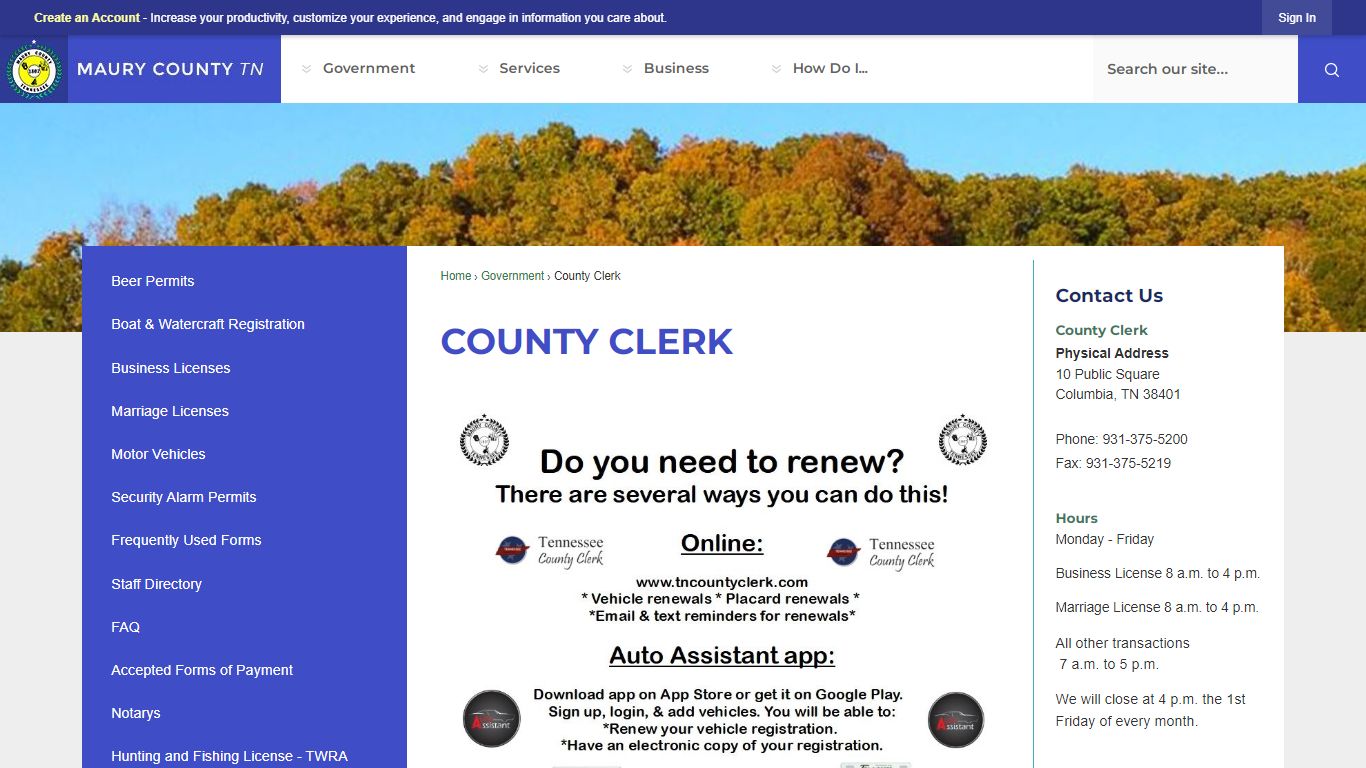 County Clerk | Maury County, TN